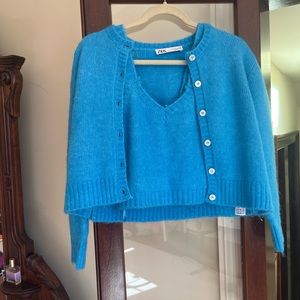 ZARA BLUE SWEATER SET -TANK AND SWEATER